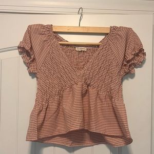 Pacsun/ LA hearts V-neck babydoll top in red and white, size Small